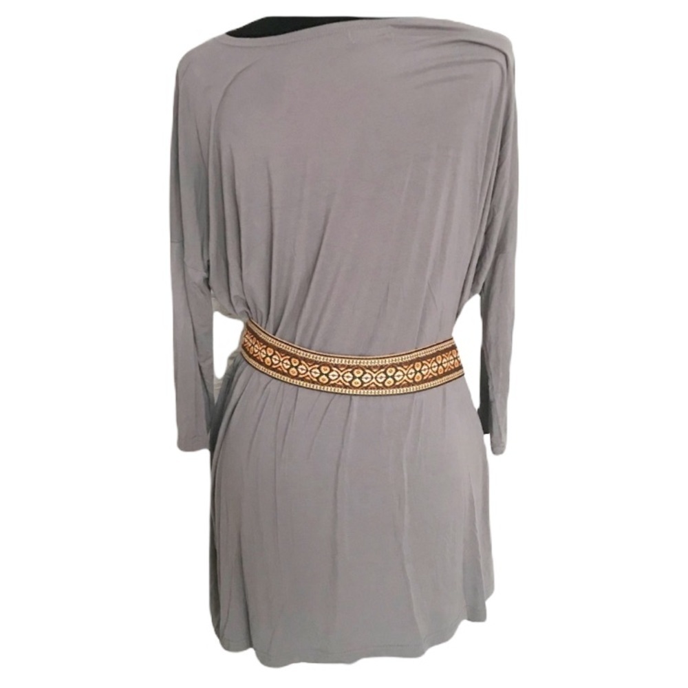 Piko Envi Free Fashion Heather Gray A line Bamboo Blend Swing Dress Tunic Size M - Picture 2 of 6